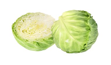 Beyaz arka planda izole edilmiş yeşil lahana