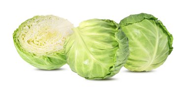 Beyaz arka planda izole edilmiş yeşil lahana