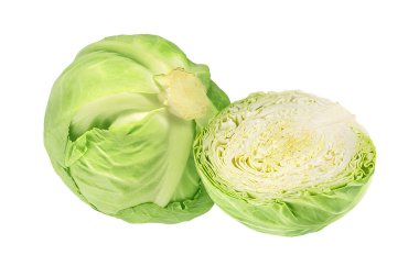 Beyaz arka planda izole edilmiş yeşil lahana