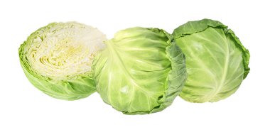 Beyaz arka planda izole edilmiş yeşil lahana
