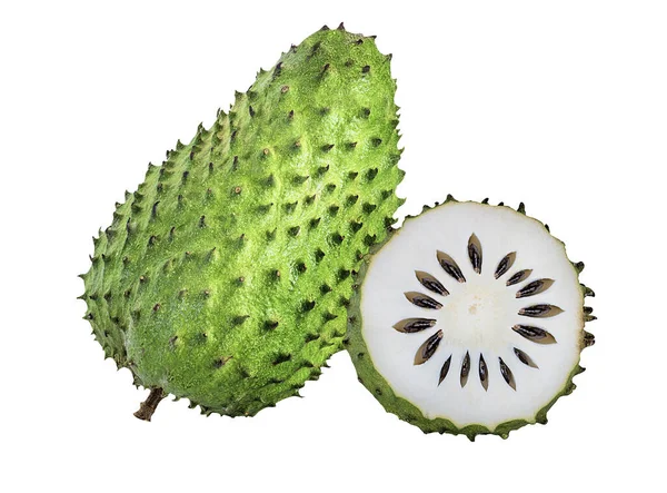 Annona Muricata Soursop Fruta Manzana Azucarada Manzana Natillas Aislado Sobre — Foto de Stock