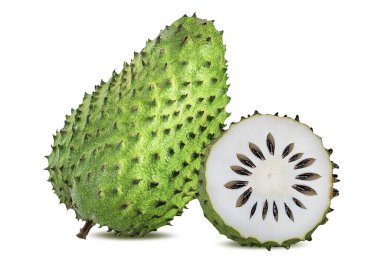 Annona muricata.Soursop meyvesi (Şeker Elması, muhallebi elması) beyaz arka planda izole edilmiş
