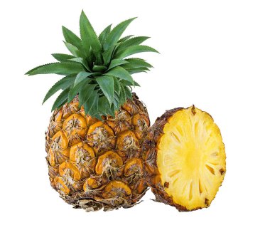 Beyaz arkaplanda izole edilmiş ananas