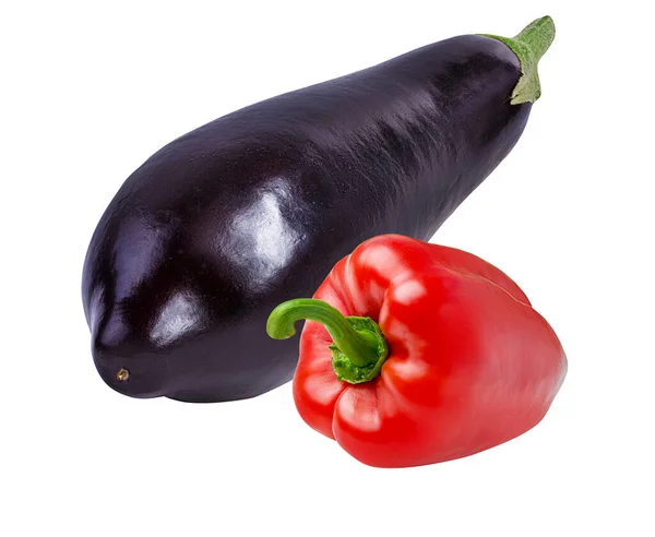 Eggplant Aubergine Paprika Isolated White — Stock Fotó