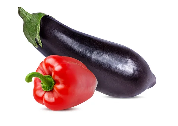 Eggplant Aubergine Paprika Isolated White Royalty Free Stock Photos