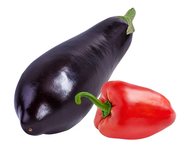 Eggplant Aubergine Paprika Isolated White — Stock Fotó
