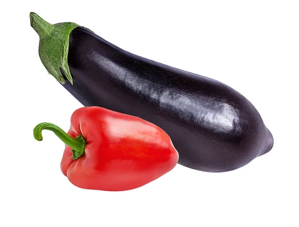 Eggplant Aubergine Paprika Isolated White Stock Photo