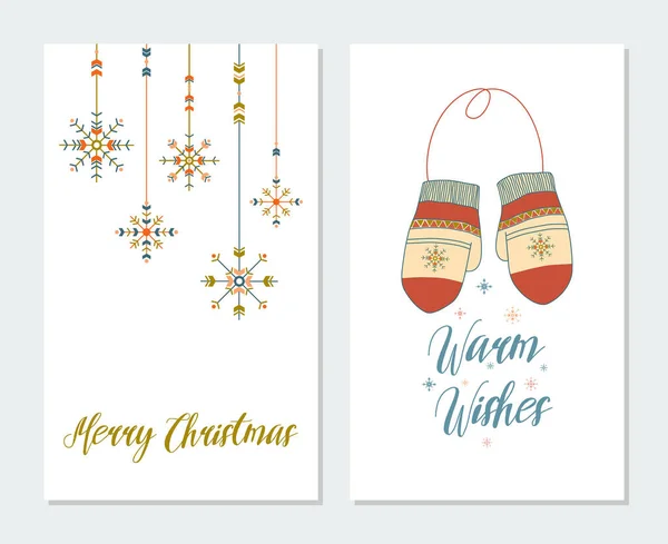 Набір різдвяних вітальних листівок. Векторні ілюстрації в стилі бохо . — стоковий вектор