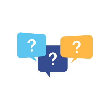 Soru cevap baloncukları. Beyaz arkaplanda soru işareti simgesi