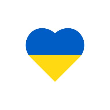 Ukrayna bayrağı, kalp şeklinde. Vektör illüstrasyonu