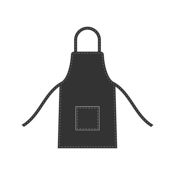 Delantal Negro Aislado Cocina Chef Delantal Icono Sobre Fondo Blanco — Vector de stock