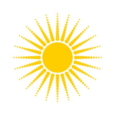 Beyaz arkaplanda izole edilmiş güneş simgesi vektörü