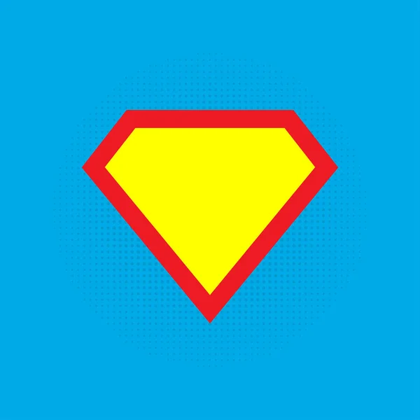 Süper kahraman vektör simgesi mavi arkaplanda izole edildi. Süpermen logo şablonu