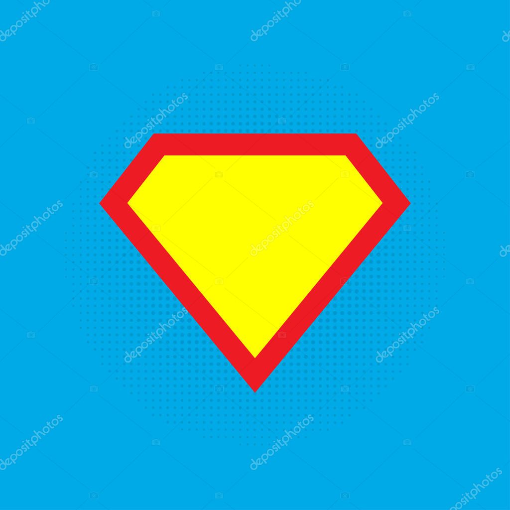 Superhero vector icon isolated on blue background. Superman logo template