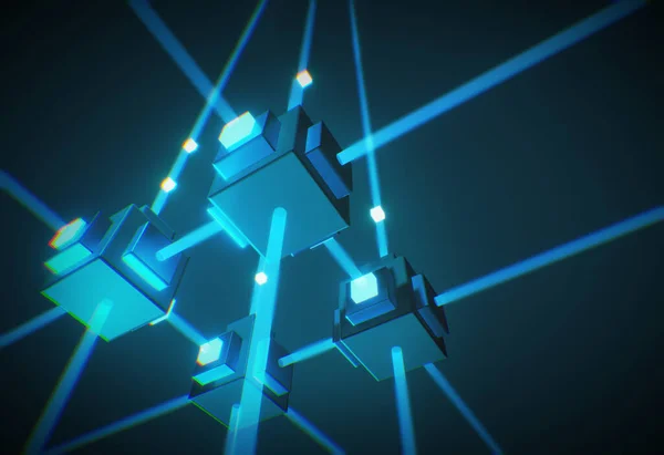 Merkezi olmayan blockchain ağı 3d, alt görünüm