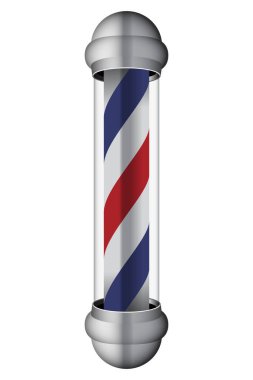 Sade bir arka planda berber tabelalarının vektör çizimi, geleneksel berber sembol