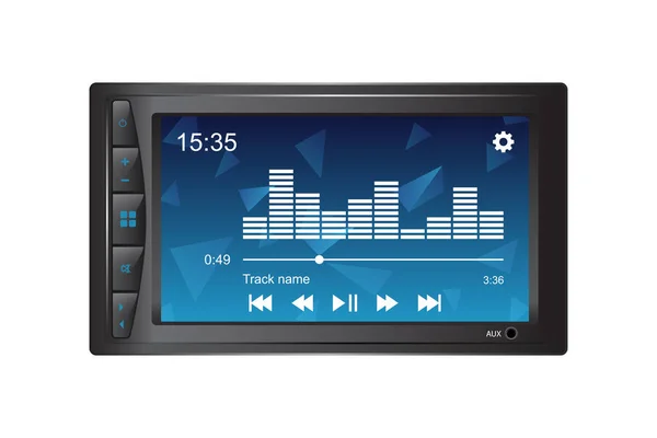 Ilustracja Wektorowa Systemu Audio Samochodu Ekranem Lcd Radio Samochodowe Równym — Wektor stockowy