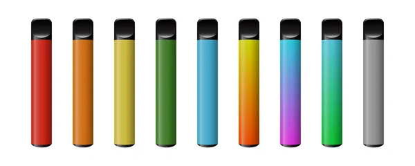 Vector Illustration Electronic Cigarette Different Colours Vape Mods — 图库矢量图片