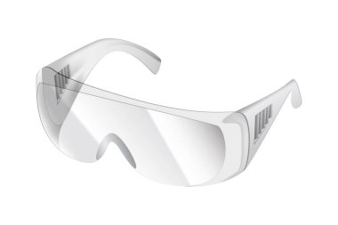 Vector illustration of transparent protective glasses on a plain background