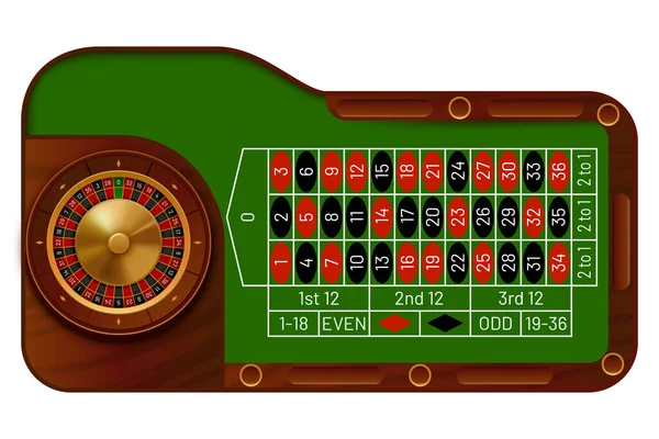 Tabela Roleta Casino Vista Cima Isolado Fundo Liso —  Vetores de Stock