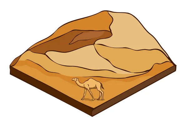 Isometrisch Isometrisch Einer Heißen Wüstensandlandschaft Und Kamelen Urlaubs Und Urlaubskonzept — Stockfoto