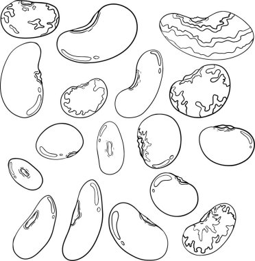 Kapsüller ve fasulyeler. Beyaz arka planda el çizimi çizimi. Tasarımınız için fasulye ve podlar çizimi.