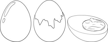 El yapımı vektör yumurtaları. Çırpılmış omlet, çiftlik yumurtası. Malzeme çizimi, rustik vektör çizimi