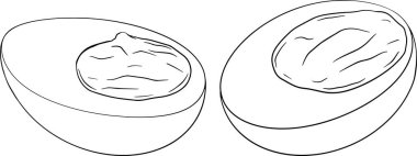 El yapımı vektör yumurtaları. Çırpılmış omlet, çiftlik yumurtası. Malzeme çizimi, rustik vektör çizimi