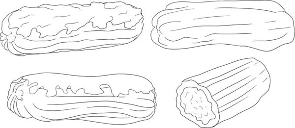 Deliciosos Dulces Postres Dibujado Mano Para Colorear Páginas Postres Tradicionales — Archivo Imágenes Vectoriales