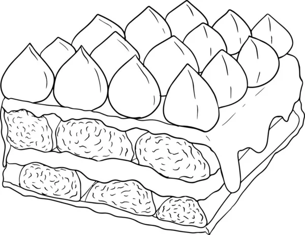 Delicious Sweets Desserts Hand Drawn Coloring Pages Popular Traditional Desserts — Stock vektor