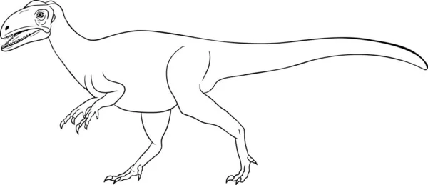 Tangan Dinosaurus Ditarik Ilustrasi Hewan Prasejarah Vektor Buku Mewarnai Dengan - Stok Vektor