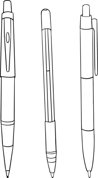 Pens Vector Illustration Back School Coloring Page School Supplies Vector —  Vetores de Stock