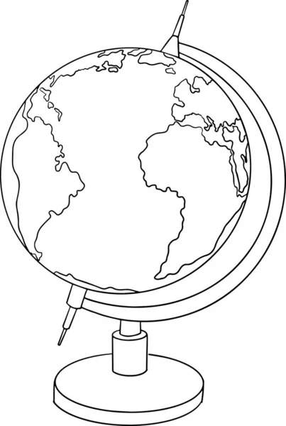 Globe Vector Illustration Back School Coloring Page School Supplies Vector — стоковый вектор