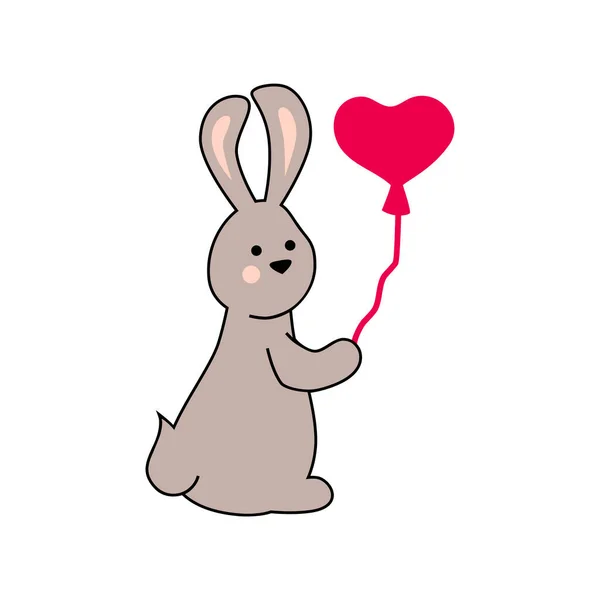 Adorable Conejito Con Corazón Está Sobre Fondo Blanco Ilustración Vectorial — Archivo Imágenes Vectoriales