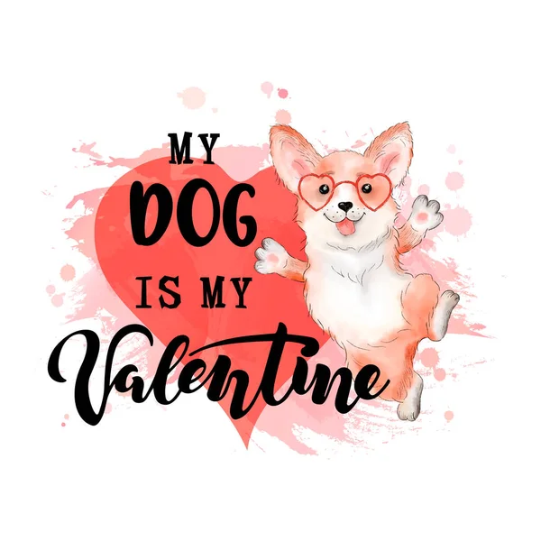 Χειρόγραφη Επιστολή Σκύλος Μου Είναι Valentine Μου Και Ζωγραφισμένα Στο — Φωτογραφία Αρχείου