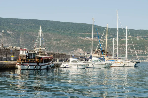 Herceg Novi Montenegro Agosto 2021 Yates Amarrados Puerto Herceg Novi — Foto de Stock