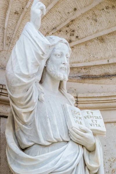 Montenegro Agosto 2021 Statua Pietra Gesù Cristo Sui Gradini Della — Foto Stock