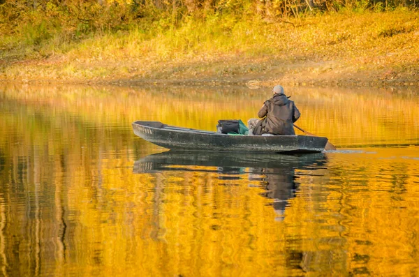 Begec Serbia October 2021 Sport Fisherman Boat Artificial Lake Novi — Stock Photo, Image