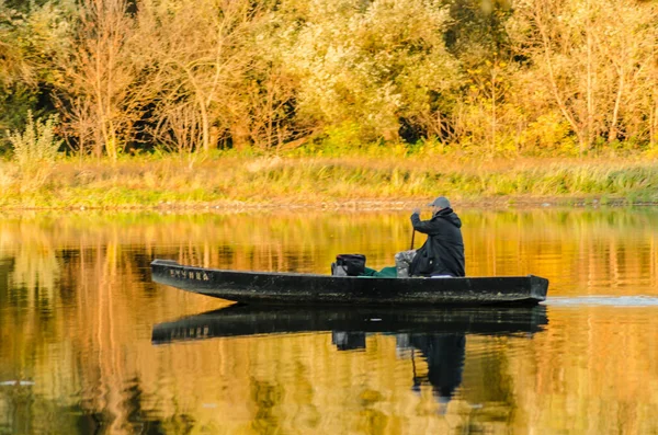 Begec Serbia October 2021 Sport Fisherman Boat Artificial Lake Novi — Stock Photo, Image