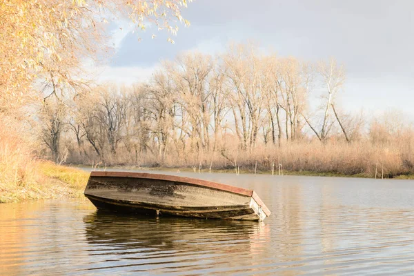 Швартованные Деревянные Рыбацкие Лодки Берегу Дунайского Притока — стоковое фото