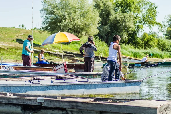 Novi Sad Serbia August 2019 Sports Fishermen Enjoy Water Lake — Stok fotoğraf
