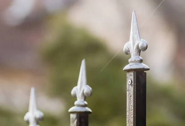 Steel Decorative Wrought Iron Fence Which Surrounds Private Property — ストック写真