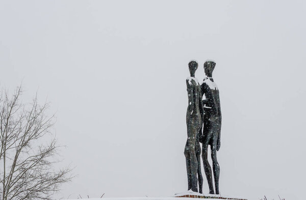 Memorial to the victims of the Novi Sad raid in 1942 on Serbs, Jews and Roma.