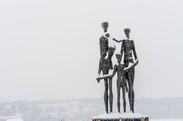 Memorial to the victims of the Novi Sad raid in 1942 on Serbs, Jews and Roma.