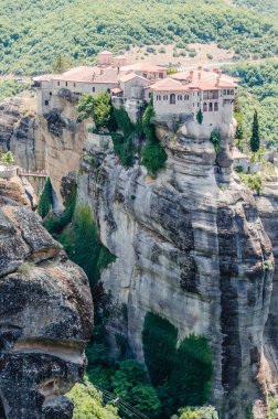 View of the Orthodox Monastery of the Great Meteor on the rocks of Mount Meteor, Kalambaka in Greece, June 2018.