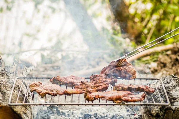 Meat Food Pork Tenderloin Summer Grill Flame — Φωτογραφία Αρχείου