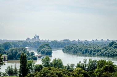Belgrade, Serbia - July 29, 2014: The Old Fortress on Kalemegdan in the capital of Serbia, Belgrade. A panoramic view of the confluence of the Sava River and the Danube River.