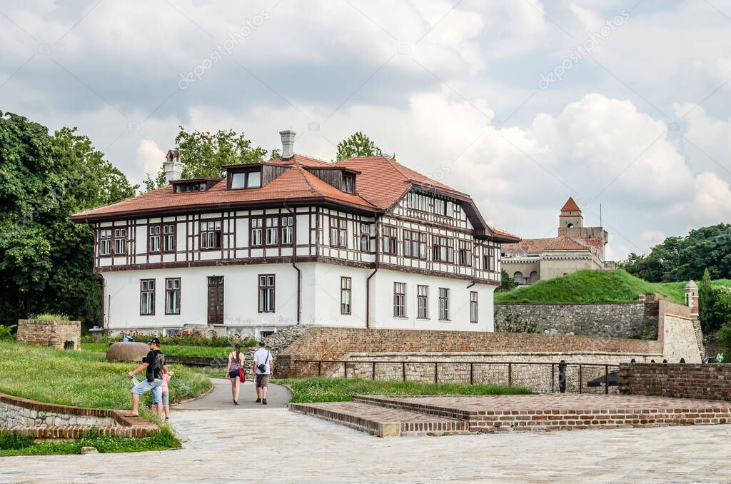 Belgrade, Serbia - July 29, 2014: The Old Fortress on Kalemegdan in the capital of Serbia, Belgrade. Old traditional house at the Kalemegdan fortress, Belgrade, Serbia.