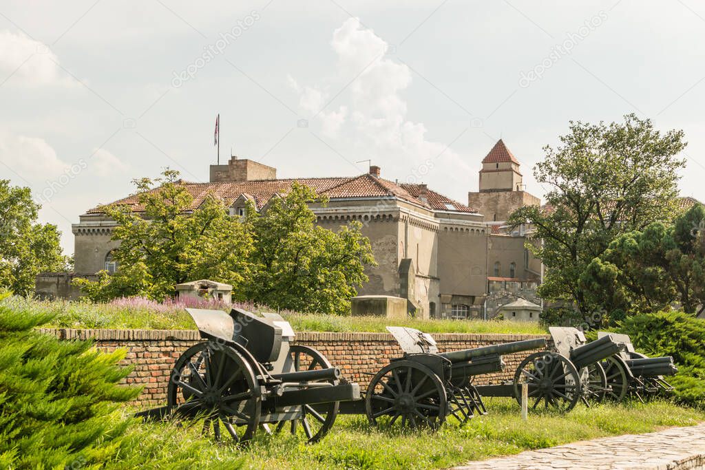 Belgrade, Serbia - July 29, 2014: The Old Fortress on Kalemegdan in the capital of Serbia, Belgrade. Old cannon at the Kalemegdan fortress.