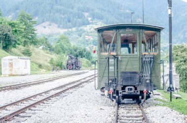 Journey in Sarganska Osmica Shargan eight - Serbia - travel background. Old, wooden interior of wagons of old Yugoslavia.